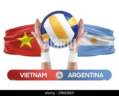 Vietnam gegen Argentinien Nationalmannschaften Volleyball Volleyball Volleyball Match Competition Concept. Stockfoto