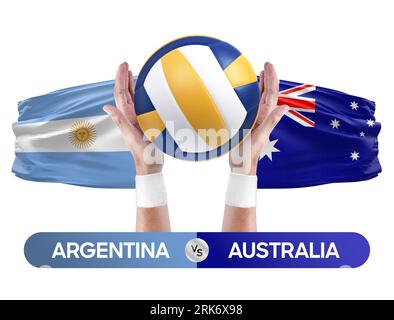 Argentinien gegen Australien Nationalmannschaften Volleyball Volleyball Volleyball Match Competition Concept. Stockfoto