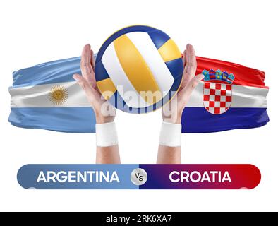 Argentinien gegen Kroatien Nationalmannschaften Volleyball Volleyball Volleyball Match Competition Concept. Stockfoto