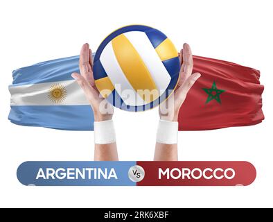 Argentinien gegen Marokko Nationalmannschaften Volleyball Volleyball Volleyball Match Competition Concept. Stockfoto
