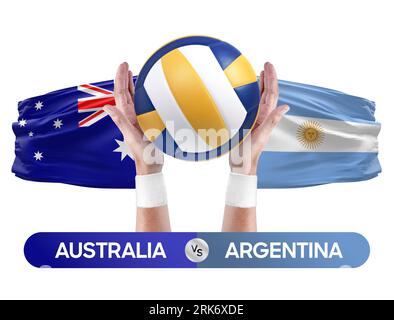 Australien gegen Argentinien Nationalmannschaften Volleyball Volleyball Volleyball Match Competition Concept. Stockfoto