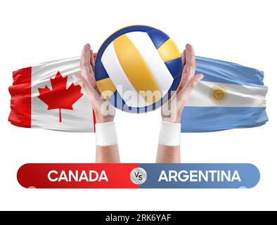 Kanada gegen Argentinien Nationalmannschaften Volleyball Volleyball Volleyball Match Competition Concept. Stockfoto