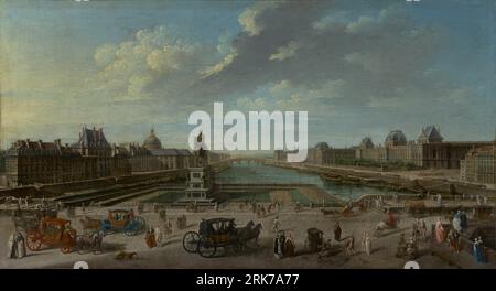 A View of Paris from the Pont Neuf 1763 by Nicolas-Jean-Baptiste Raguenet Stock Photo