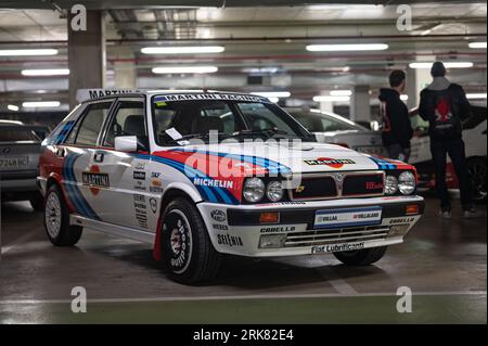 Front view of a rally Lancia Delta HF Integrale Martini Stock Photo