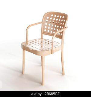 Eine 3D-Illustration eines modernen Stuhls auf weißem Hintergrund Stockfoto