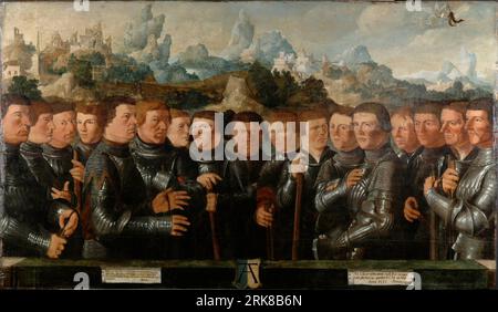 Civic Guardsmen of Squad A of the Arquebusier Civic Guards 1531; 1531 by Cornelis Anthonisz. Stock Photo