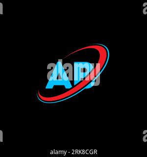AB A B letter logo design. Initial letter AB linked circle uppercase monogram logo red and blue. AB logo, A B design. ab, a b Stock Vektor