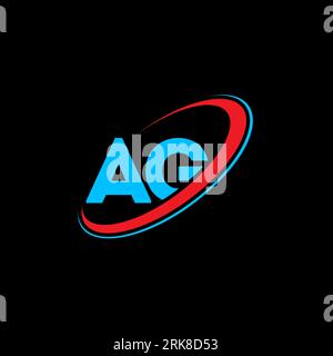 AG A G letter logo design. Initial letter AG linked circle uppercase monogram logo red and blue. AG logo, A G design. ag, a g Stock Vektor