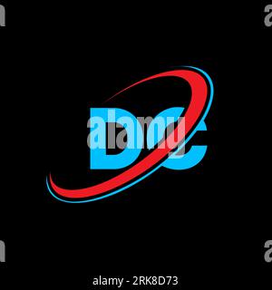Logo mit DC D C-Buchstaben. Anfangsbuchstabe DC verbundener Kreis, Monogramm-Logo in Großbuchstaben, rot und blau. DC-Logo, D C-Design. dc, d c Stock Vektor