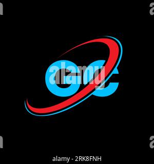 GC G C letter logo design. Initial letter GC linked circle uppercase monogram logo red and blue. GC logo, G C design. gc, g c Stock Vektor