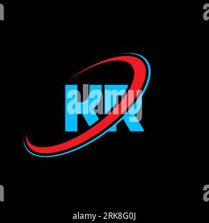 Logo-Design mit KR K R Buchstaben. Anfangsbuchstabe KR verbundener Kreis Monogramm-Logo in Großbuchstaben rot und blau. KR-Logo, K R-Design. kr, k r Stock Vektor