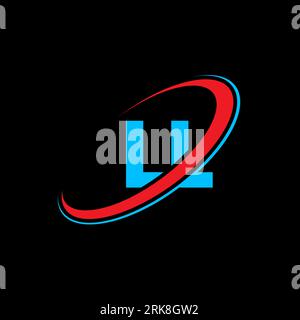 LL L L Logo-Design. Anfangsbuchstabe LL verbundener Kreis Monogramm-Logo in Großbuchstaben rot und blau. LL-Logo, L L-Design. ll, l Stock Vektor