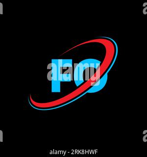 FO F O Letter Logo-Design. Anfangsbuchstabe FO verbundener Kreis Monogramm-Logo in Großbuchstaben rot und blau. FO-Logo, F O-Design. FO, F o, F&O Stock Vektor