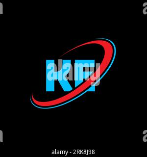 Logo-Design mit KE K E-Buchstaben. Anfangsbuchstabe KE-verbundener Kreis, Monogramm-Logo in Großbuchstaben, rot und blau. KE-Logo, K E-Design. ke, k e Stock Vektor