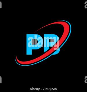 Logo-Design mit PB P B-Buchstaben. Anfangsbuchstabe PB-verbundener Kreis, Monogramm-Logo in Großbuchstaben, rot und blau. PB-Logo, P B-Design. pb, p b Stock Vektor