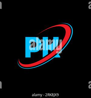 PK P K Buchstaben Logo-Design. Anfangsbuchstabe PK Linked Circle Monogram Logo rot und blau in Großbuchstaben. PK-Logo, P K-Design. pk, p k Stock Vektor