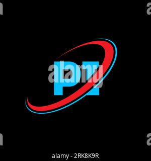 PI P I letter logo design. Initial letter PI linked circle uppercase monogram logo red and blue. PI logo, P I design. pi, p i Stock Vector