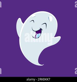 Comic niedliche Kawaii halloween Geistermonsterfigur. Entzückender Vektorspuk mit einem großen Lächeln und ein verspielter Ausdruck verleiht ihm einen entzückenden und charmanten Eindruck Stock Vektor