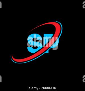 SP S P letter logo design. Initial letter SP linked circle uppercase monogram logo red and blue. SP logo, S P design. sp, s p, S&P Stock Vektor