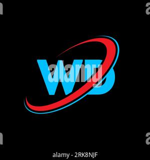Logo mit WD W D-Buchstaben. Anfangsbuchstabe WD Linked Circle Monogram Logo in Großbuchstaben rot und blau. WD-Logo, W-D-Design. wd, w Stock Vektor
