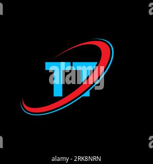 Logo mit TT T T-Buchstaben. Anfangsbuchstabe TT, verbundener Kreis, Monogramm-Logo in Großbuchstaben, rot und blau. TT-Logo, T-T-Design. tt, t t Stock Vektor