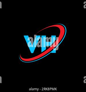 Logo mit VH V H-Buchstaben. Anfangsbuchstabe VH verbundener Kreis Monogramm-Logo in Großbuchstaben rot und blau. VH-Logo, VH-Design. vh, Vh Stock Vektor