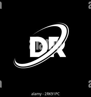 DR D R Logo-Design. Anfangsbuchstabe DR Linked Circle Monogram Logo rot und blau in Großbuchstaben. DR-Logo, D R-Design. dr, d r Stock Vektor