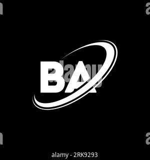 BA B Logo-Design mit Buchstabe A. Anfangsbuchstabe BA verknüpfter Kreis Monogramm-Logo in Großbuchstaben rot und blau. BA-Logo, B-A-Design. ba, b a Stock Vektor