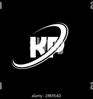 Logo-Design mit KP K P Buchstaben. Anfangsbuchstabe KP verbundener Kreis Monogramm-Logo in Großbuchstaben rot und blau. KP-Logo, K P-Design. kp, k p, K&P Stock Vektor