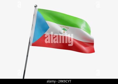 Equatorial Guinea - waving fabric flag isolated on white background - 3D illustration Stockfoto