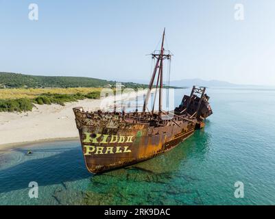 Epave Dimitrios, plage Valtaki, Péloponnèse, Grèce Stockfoto