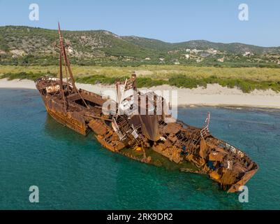 Epave Dimitrios, plage Valtaki, Péloponnèse, Grèce Stockfoto