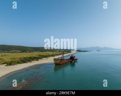 Epave Dimitrios, plage Valtaki, Péloponnèse, Grèce Stockfoto