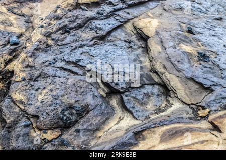 Fantastische Basalt Rock Strukturen Am Endlosen Black Beach Von Island Stockfoto