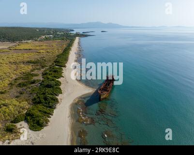 Epave Dimitrios, plage Valtaki, Péloponnèse, Grèce Stockfoto
