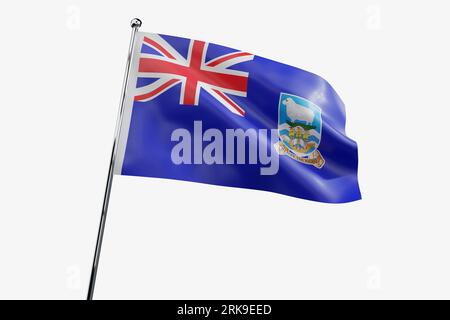 Falkland Islands - waving fabric flag isolated on white background - 3D illustration Stockfoto