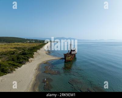 Epave Dimitrios, plage Valtaki, Péloponnèse, Grèce Stockfoto