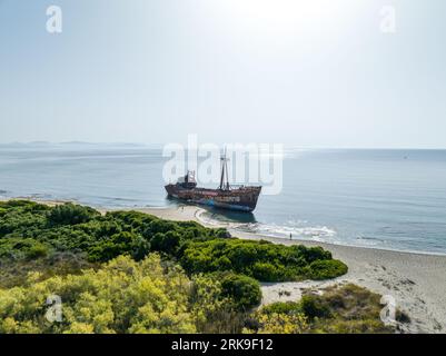 Epave Dimitrios, plage Valtaki, Péloponnèse, Grèce Stockfoto