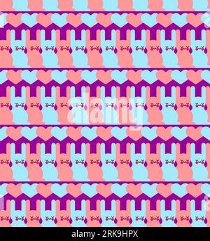 Niedliche Kaninchen und nahtloses Liebesmuster. Hasen und Herzhintergrund. Textur für Babys Stock Vektor
