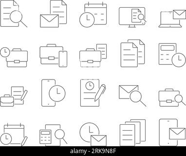 Symbole für Unternehmen und Produktivität festgelegt. Effizienz, Effektivität, Leistung. Bearbeitbare Kontur. Vektorsammlung Mit Einfachen Symbolen Stock Vektor