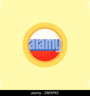 Flag of Russia with round frame. Flat design style. Stock Vektor