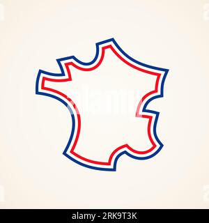 Simplified stylized outline map of France, colors from the flag. Stock Vektor