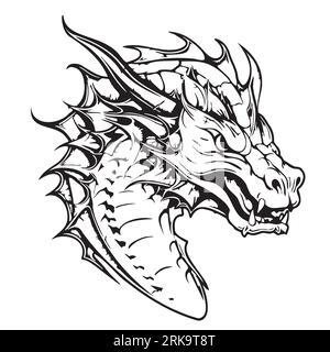 Dragon mystical sketch drawn in doodle style logo vector Stock Vector