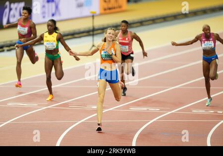 Netherland’s Femke Bol (third left) celebrates winning the Women’s 400m Hurdles final on day six of the World Athletics Championships at the National Athletics Centre in Budapest, Hungary. Picture date: Thursday August 24, 2023. Stock Photo