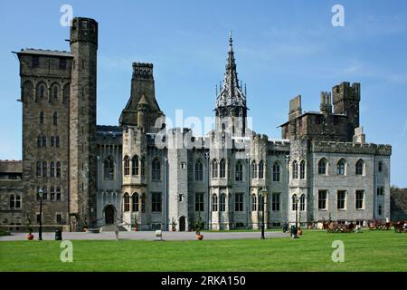 Cardiff, Wales - June 24 2006: Main range of the Cardiff Castle constructed in the 15th century after being acquired by Richard de Beauchamp in 1423. Stock Photo