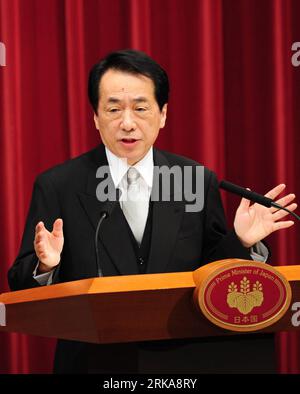 Bildnummer: 54287684  Datum: 08.08.2010  Copyright: imago/Xinhua TOKYO, Aug. 10, 2010 (Xinhua) -- This file photo taken on June 8, 2010 shows Japanese Prime Minister Naoto Kan addressing a press conference in Tokyo. Naoto Kan expressed remorse and apology for Japan s annexation of the Korean Peninsula 100 years ago and the colonial rule of the Korean people, on Aug. 10, 2010. (Xinhua/Ji Chunpeng) (msq) JAPAN-PM-APOLOGY-KOREAN PENINSULA-ANNEXATION PUBLICATIONxNOTxINxCHN Politik People kbdig xub 2010 hoch o0 PK    Bildnummer 54287684 Date 08 08 2010 Copyright Imago XINHUA Tokyo Aug 10 2010 XINHU Stockfoto