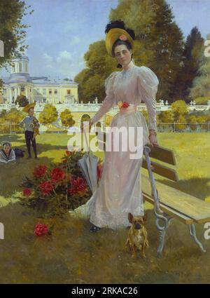 Portrait of Princess Zinaida Yusupova with Two Sons at Arkhangelskoe 1894 by François Flamenk Stock Photo