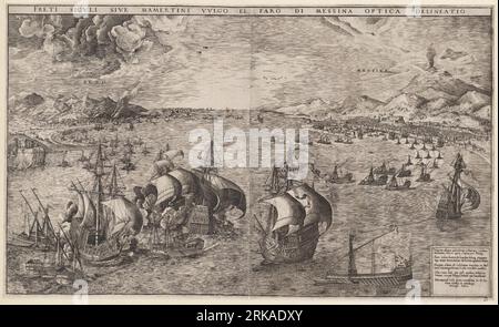 Naval Battle in the Strait of Messina 1561 by Frans Huys Stock Photo