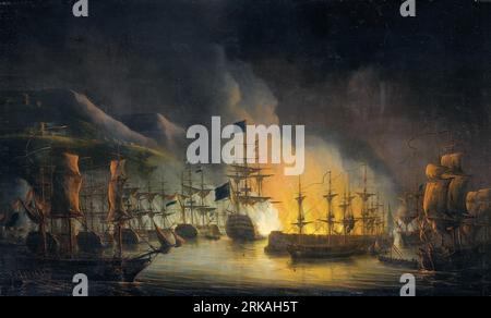 Bombardierung von Algier, zur Unterstützung des Ultimatums zur Freilassung weißer Sklaven, 26-27. August 1816 1823 von Martinus Schouman Stockfoto