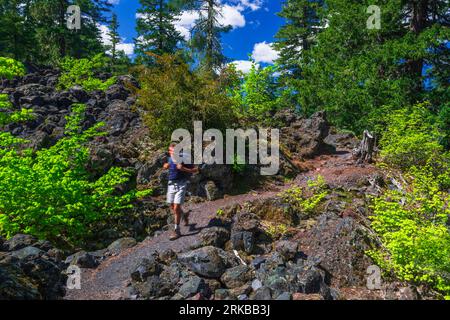 Wandern Sie auf dem Proxy Falls Trail, Three Sisters Wilderness, Oregon, USA Stockfoto